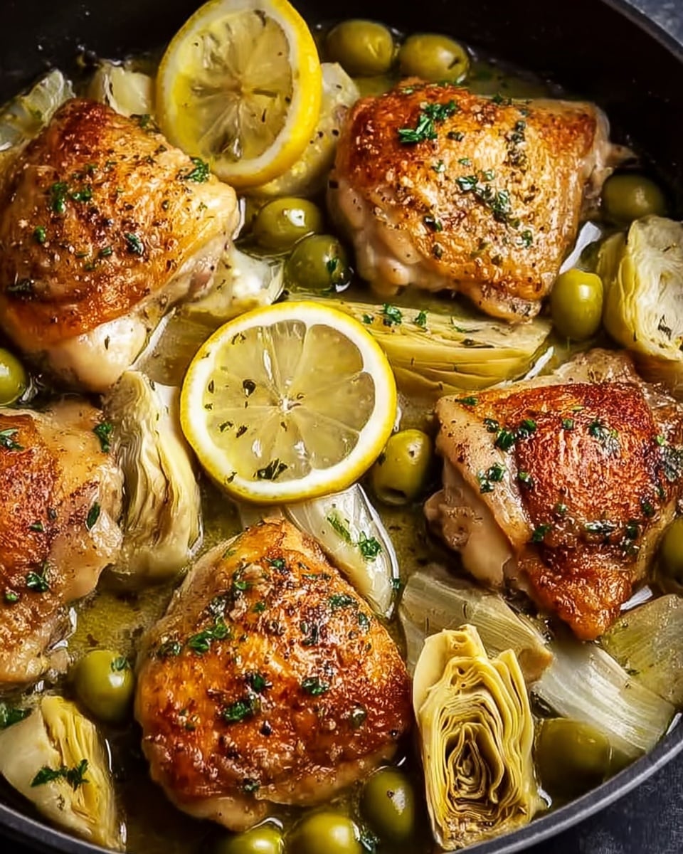 Mediterranean Lemon Chicken with Artichokes and Olives Recipe