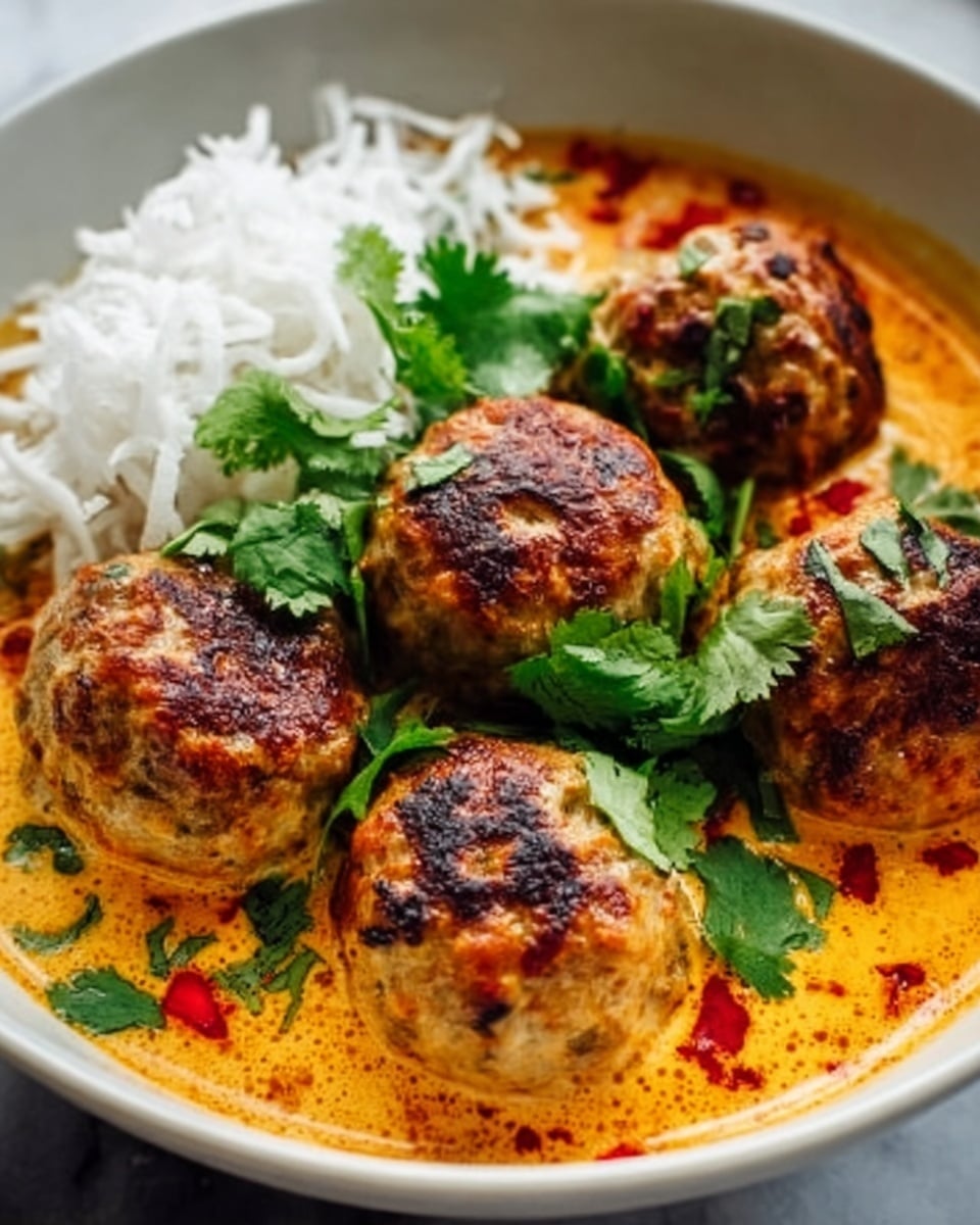 Thai Chicken Meatballs in Coconut Curry Recipe - Recipe Image