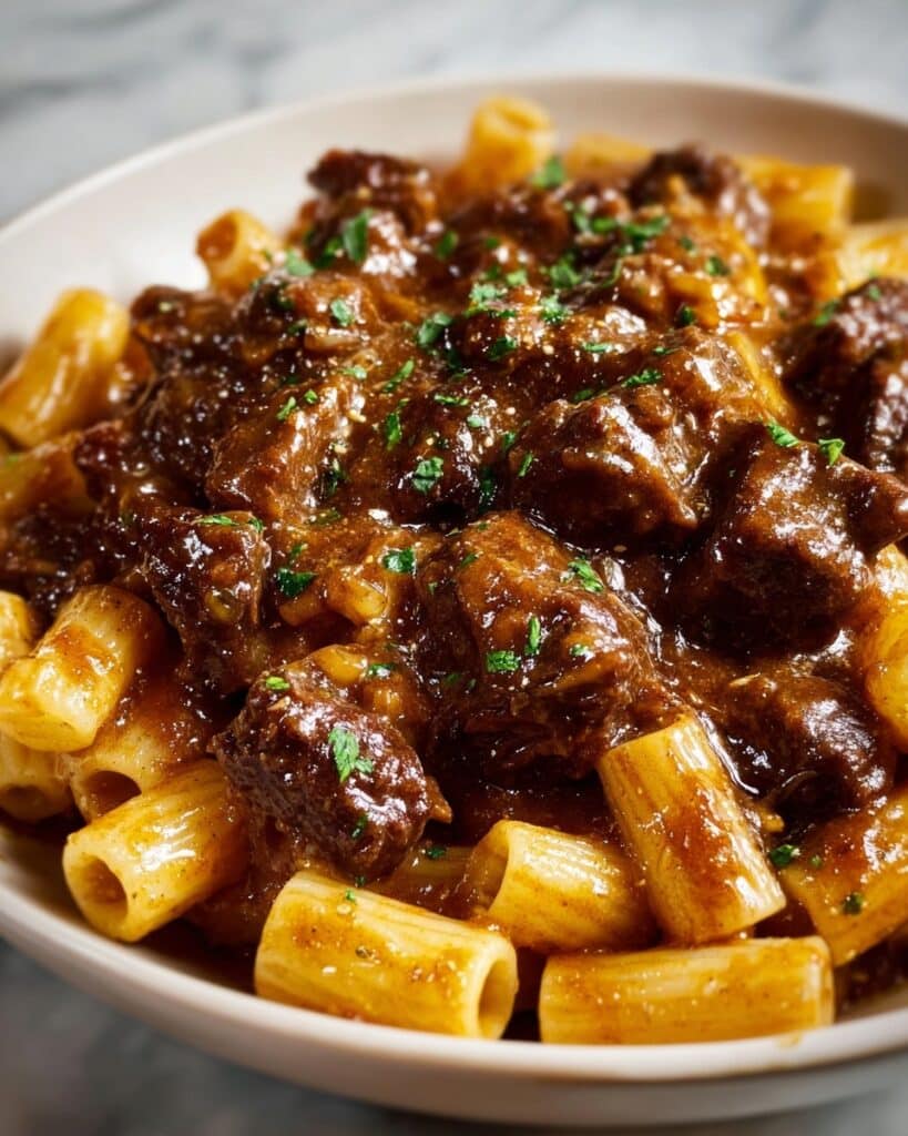Creamy Garlic Beef Pasta Recipe