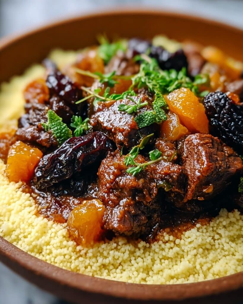 Moroccan-Inspired Beef Stew with Apricots and Raisins Recipe