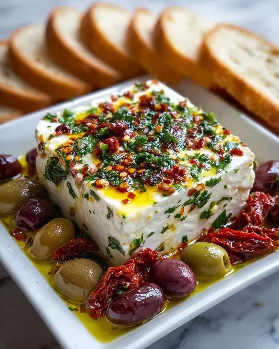Baked Feta with Olives and Sun-Dried Tomatoes Recipe - Recipe Image