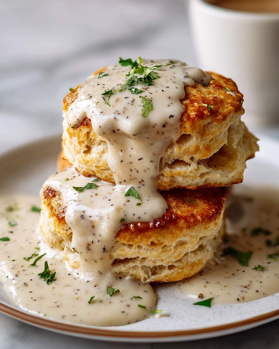 Southern Homemade Cheddar Biscuits with Bacon and Gravy Recipe - Recipe Image