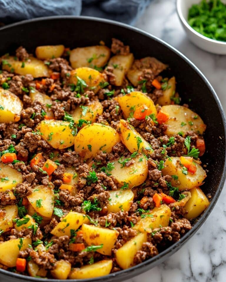 Ground Beef and Potatoes Skillet with Worcestershire and Dijon Recipe