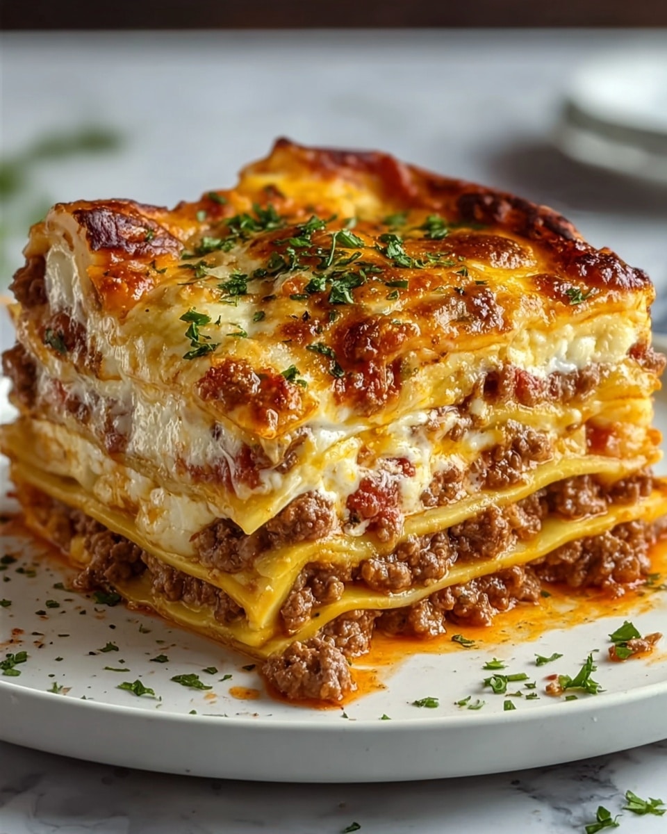 Parmesan Garlic Bacon Cheeseburger Lasagna Recipe - Recipe Image