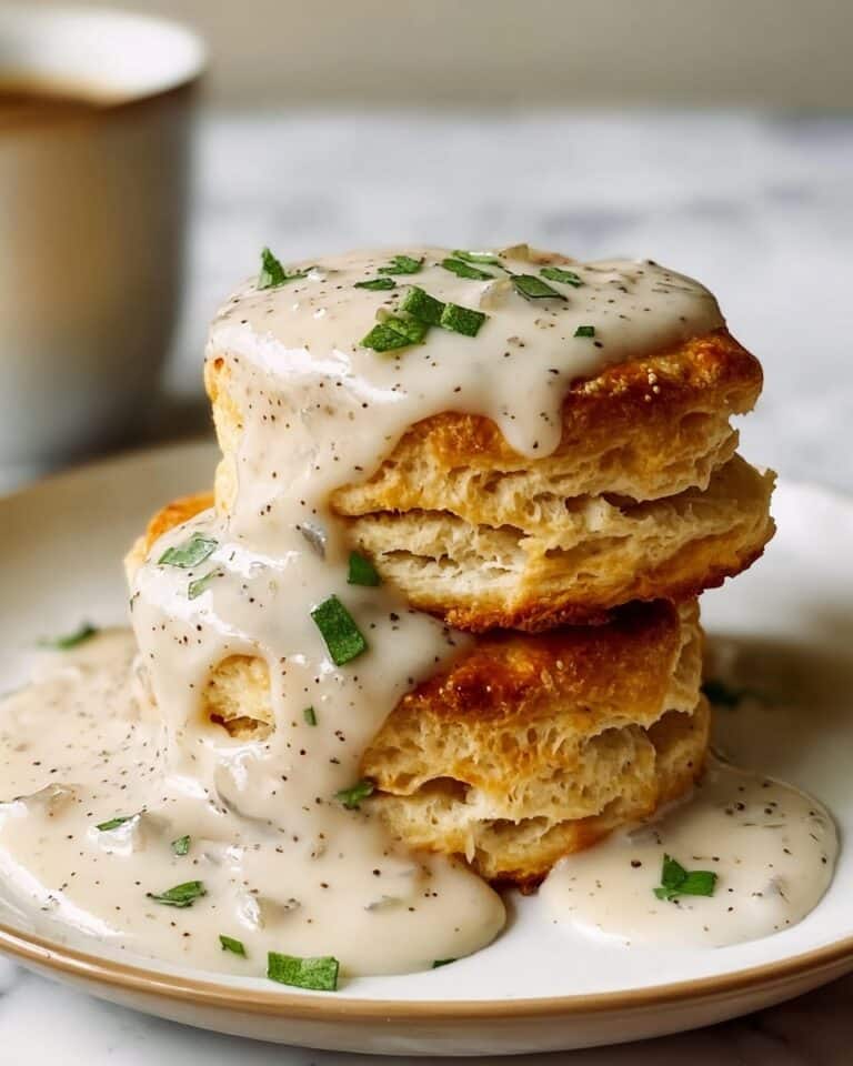 Southern Homemade Cheddar Biscuits with Bacon and Gravy Recipe