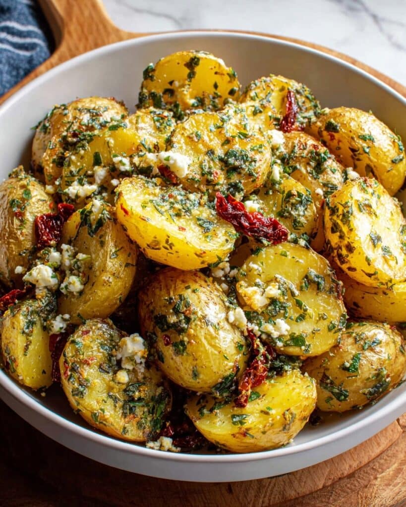 Greek-Style Lemon Potatoes with Garlic and Oregano – Easy Mediterranean Side Dish Recipe