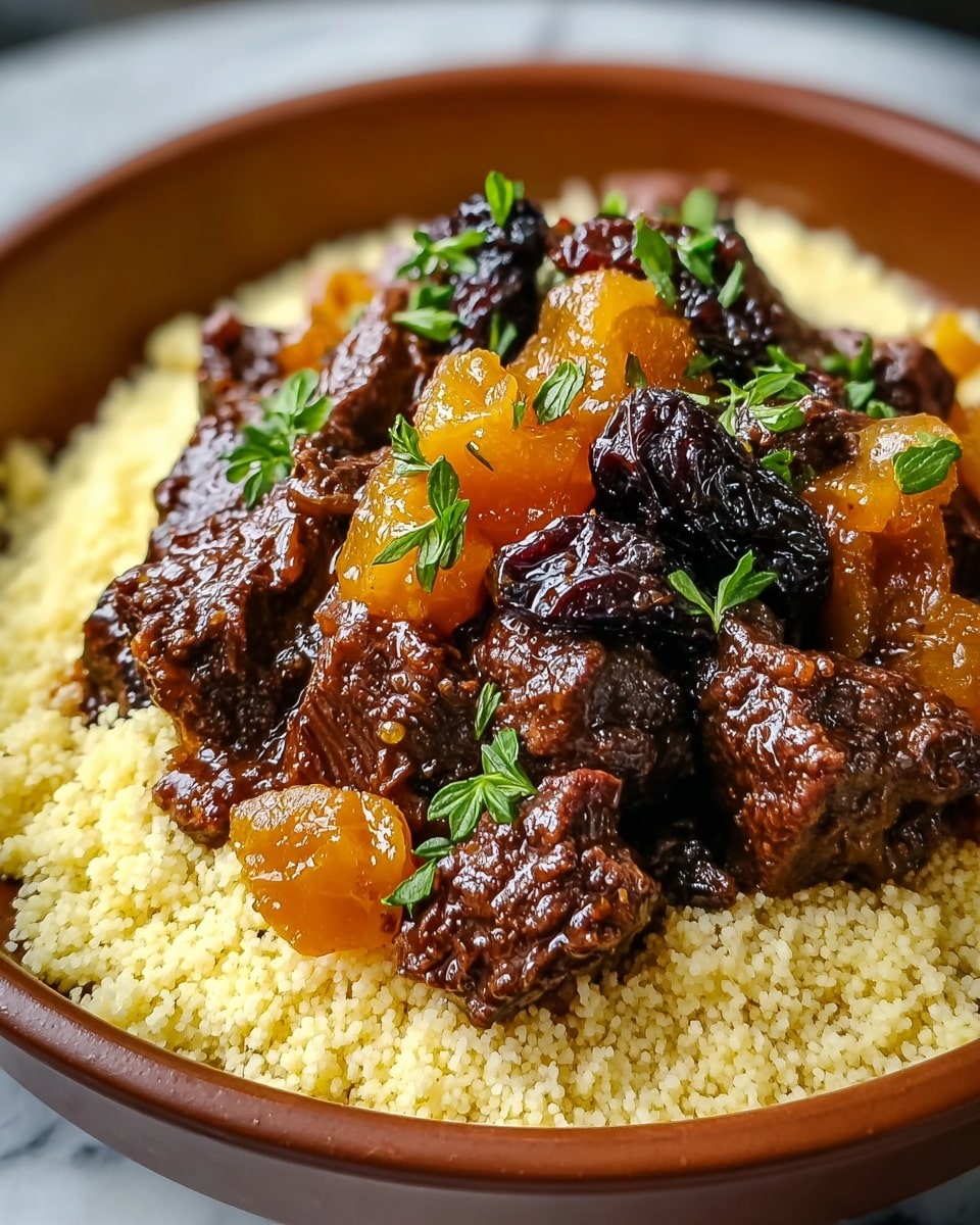 Moroccan-Inspired Beef Stew with Apricots and Raisins Recipe - Recipe Image