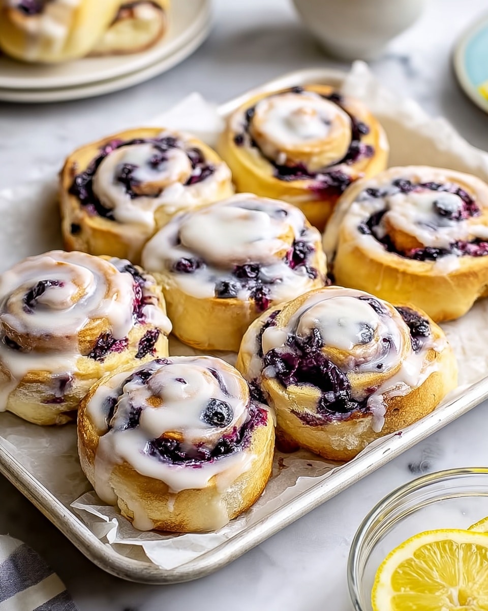 Summer Small Batch Gooey Lemon Blueberry Cinnamon Rolls Recipe - Recipe Image