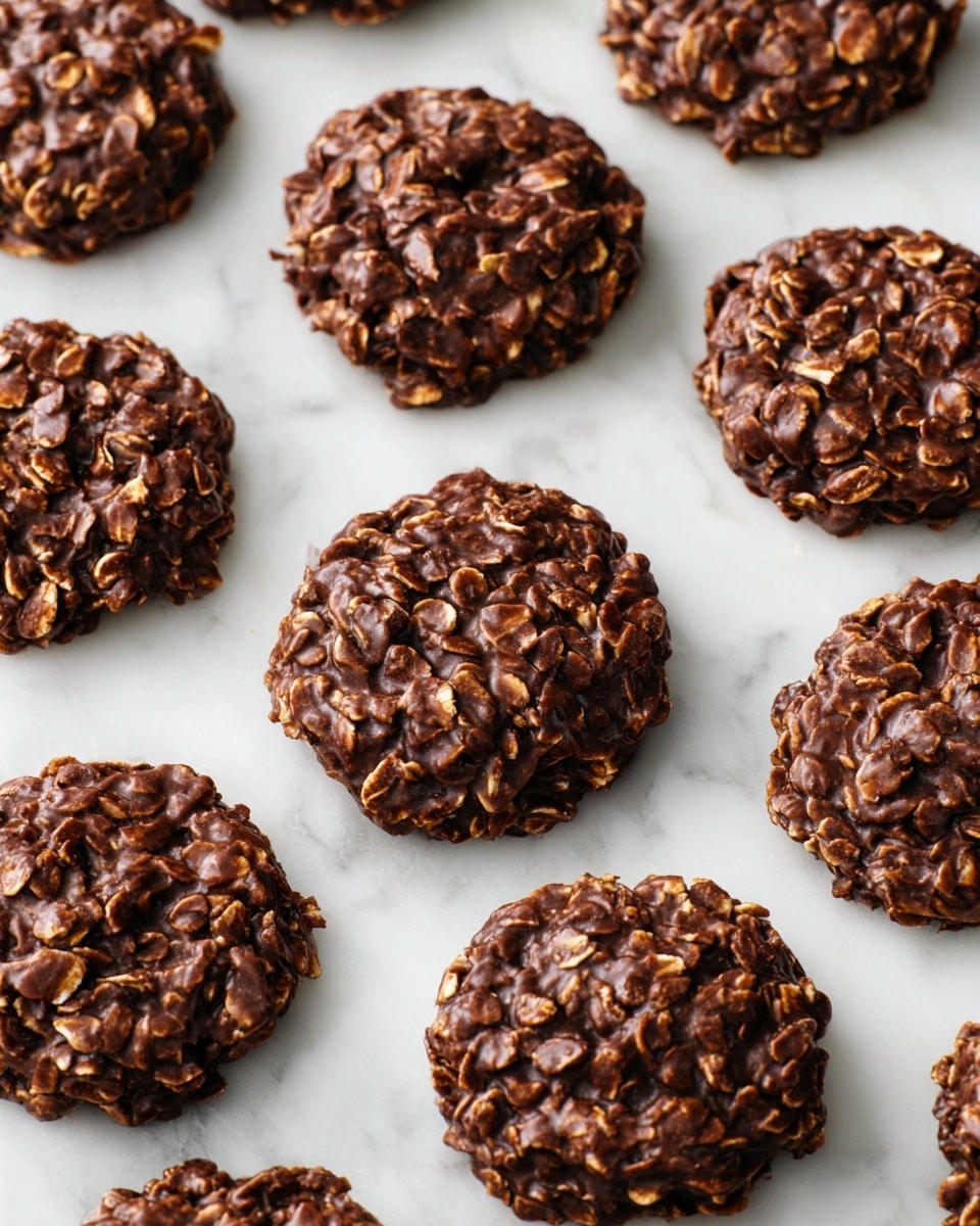 Four thick, rough-textured cookies are stacked neatly on a white plate, each cookie showing a dark brown color with visible oats throughout. The cookies have a dense and chunky look, with uneven edges that highlight the oats' grainy texture. The plate sits on a white marbled surface, and the background is simple and light, enhancing the cookies' rich, chocolatey tone. photo taken with an iphone --ar 4:5 --v 7