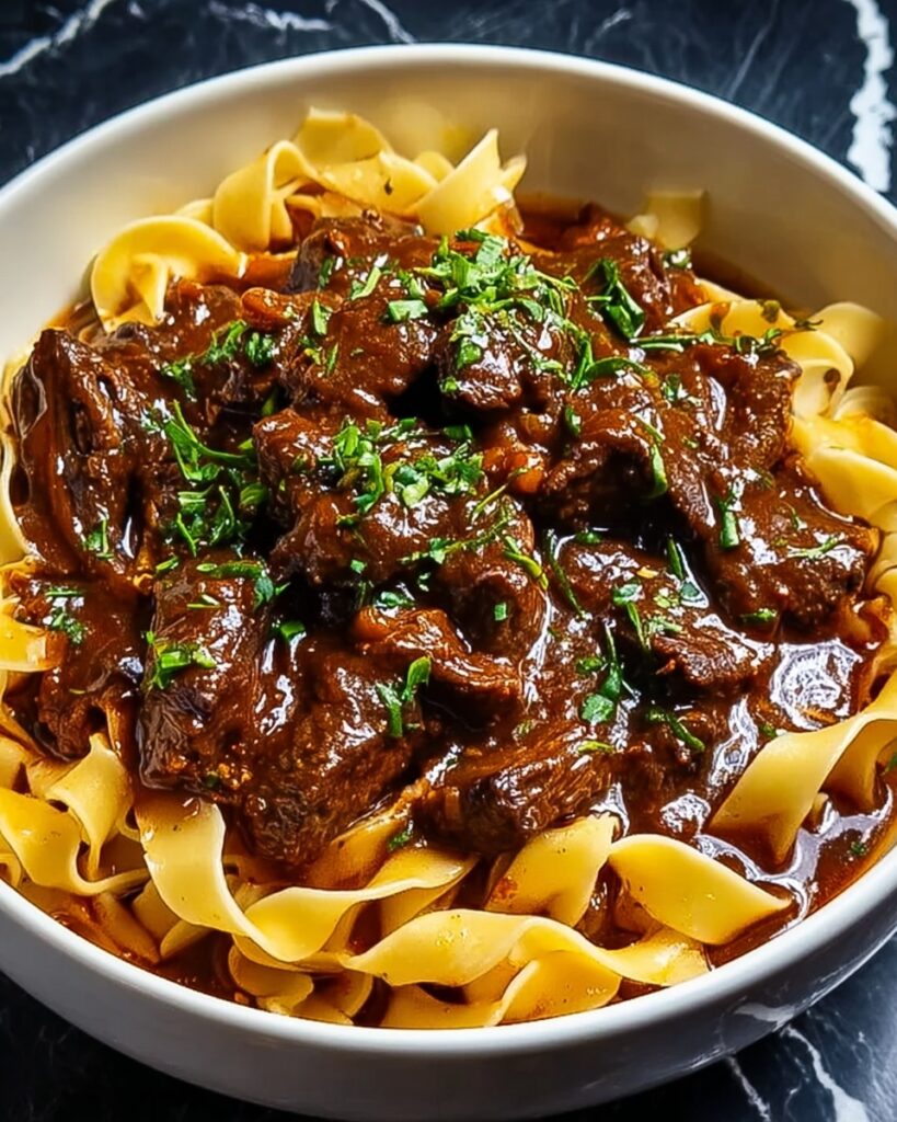 Korean Beef Noodles in the Slow Cooker Recipe