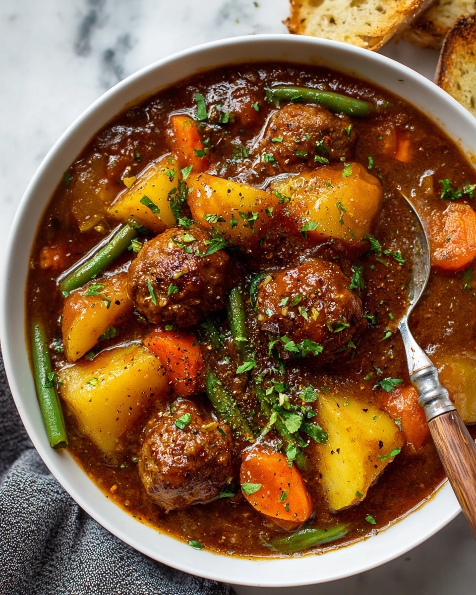 Hearty Meatball Stew with Vegetables and Herbs Recipe
