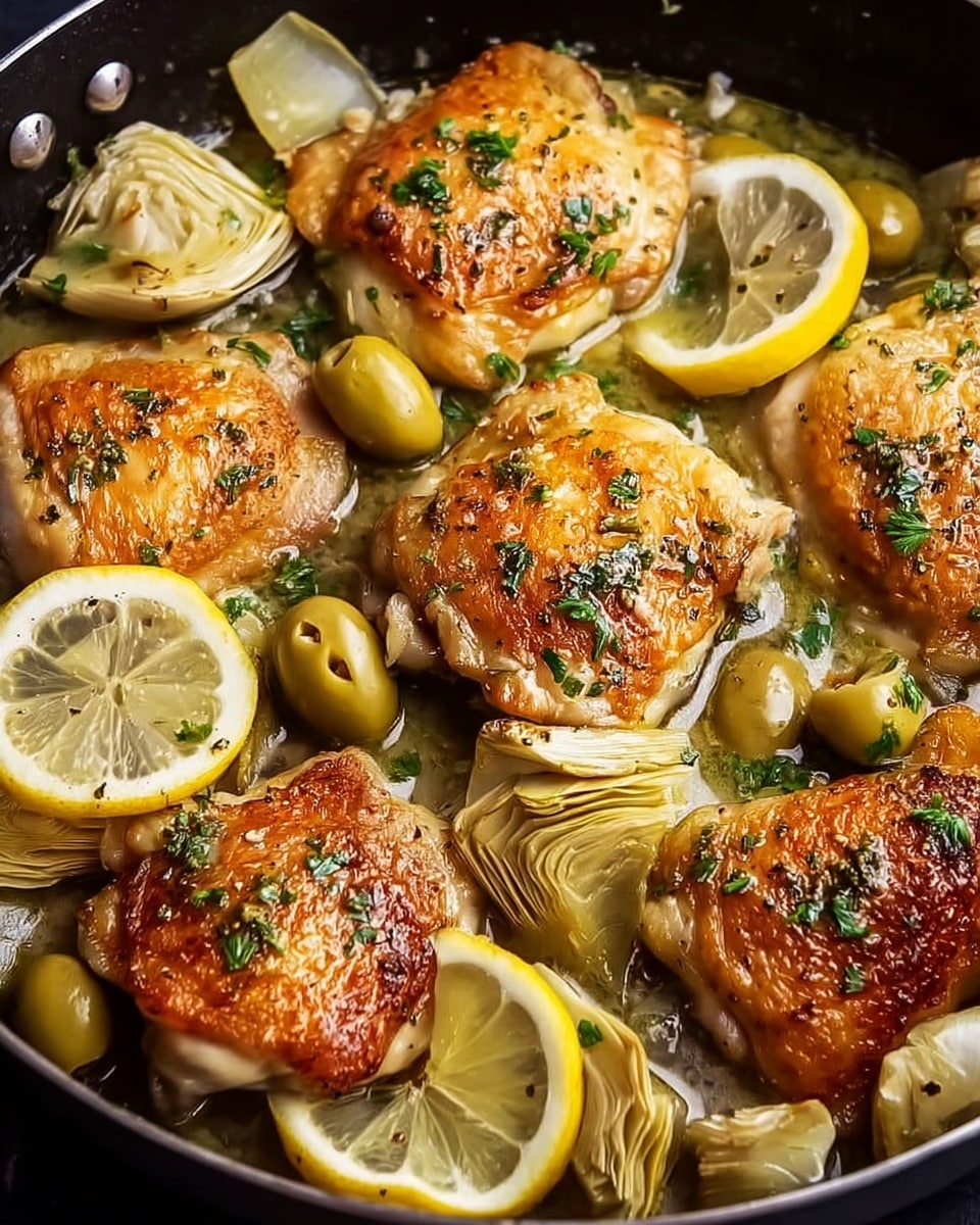 Mediterranean Lemon Chicken with Artichokes and Olives Recipe - Recipe Image