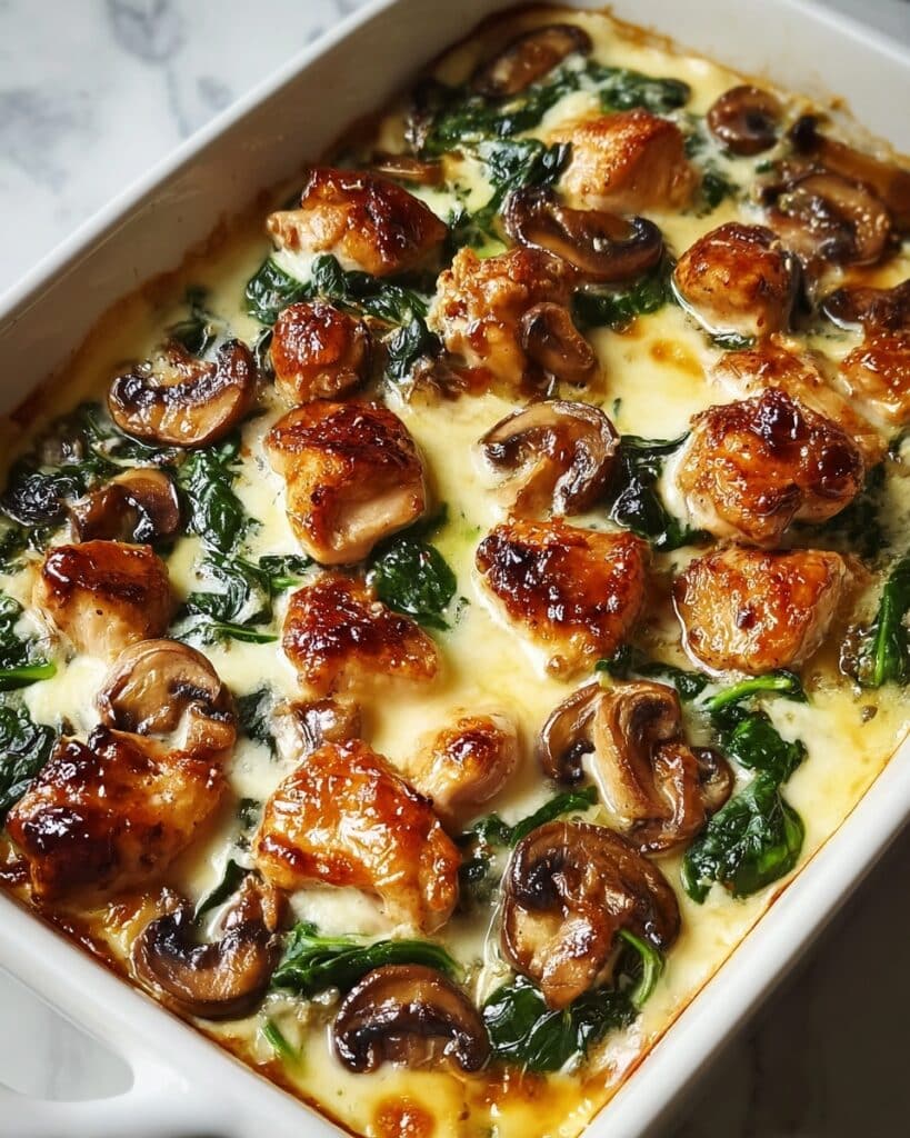 Chicken, Spinach, and Mushroom Low Carb Oven Bake Recipe