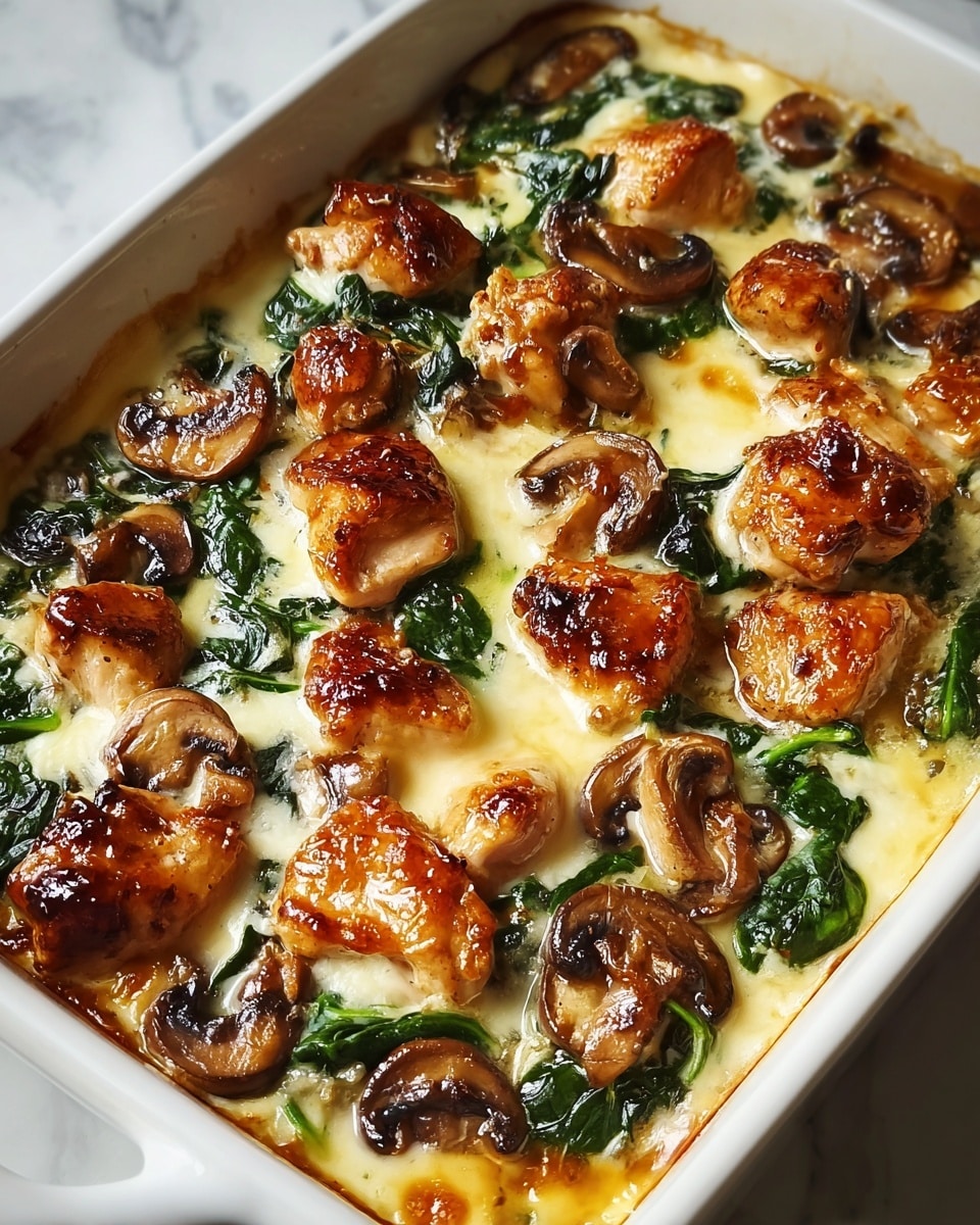 Chicken, Spinach, and Mushroom Low Carb Oven Bake Recipe - Recipe Image
