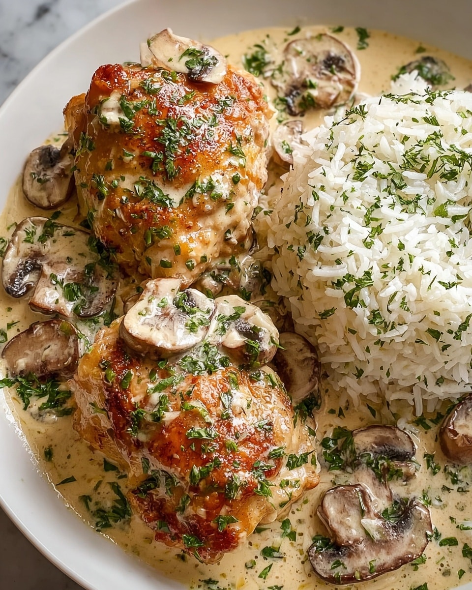 Creamy Smothered Chicken and Rice Recipe - Recipe Image