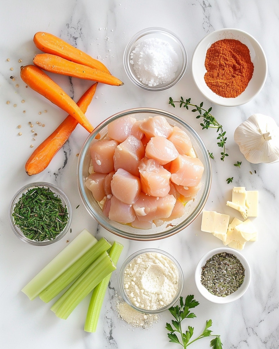 A single white bowl filled with a generous serving of creamy chicken and rice casserole, showing tender chunks of chicken, diced carrots, herbs, and shaved Parmesan cheese on top, close-up angled view highlighting the rich texture and creamy interior with visible layers of rice and vegetables, garnished with fresh parsley and a sprig of rosemary, placed on a white marble surface, natural lighting, styled like a food blog individual plated serving photo taken with an iphone --ar 4:5 --v 7