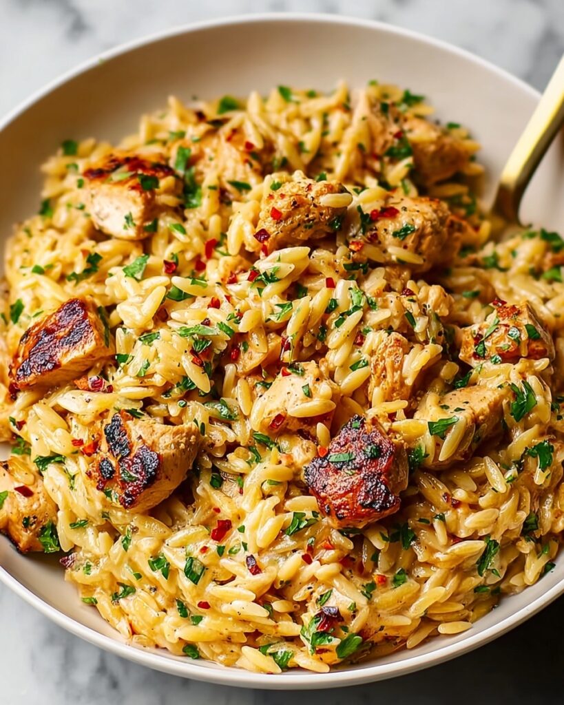 One Pot Cajun Chicken Alfredo Orzo Recipe