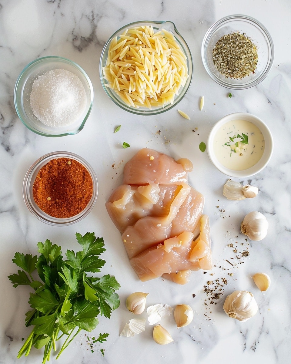 Single white bowl with a close-up serving of creamy orzo pasta cooked with tender, browned shrimp, sprinkled with fresh chopped parsley and red pepper flakes, showcasing the rich, velvety sauce coating the plump orzo grains and juicy shrimp pieces, spoon lifting a portion highlighting the texture and seasoning, placed on a white marble surface with natural lighting, styled like a food blog shot, intimate plated serving photo taken with an iphone --ar 4:5 --v 7