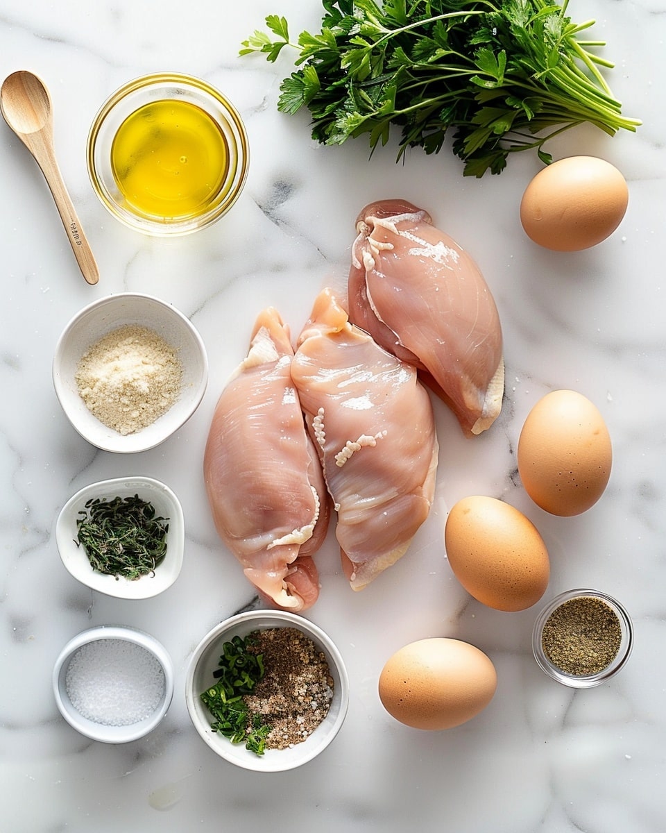 Single white plate featuring one thick slice of herb-crusted roasted chicken breast drenched in a creamy garlic and herb sauce, close-up angled view revealing the juicy, tender interior texture of the perfectly cooked meat contrasted with the crispy golden crust, sauce pooling around the slice with flecks of fresh herbs throughout, natural light highlighting the rich colors and inviting texture, placed on a white marble surface, styled like a gourmet plated serving ready to eat, photo taken with an iphone --ar 4:5 --v 7