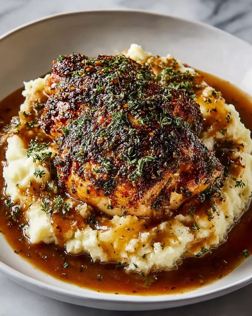 Garlic Herb Chicken with Balsamic Glaze and Creamy Mashed Potatoes Recipe