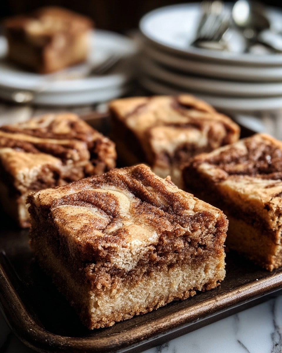 The image shows four square pieces of cinnamon sugar dessert bars arranged unevenly on a piece of crinkled parchment paper over a dark surface. Each bar has a golden-brown crust with a rough, crumbly texture and a marbled pattern of darker cinnamon swirls on the top layer, covered lightly with sugar crystals that sparkle. In the bottom left corner, there are cinnamon sticks and star anise placed casually as decoration. The close-up view highlights the crispy top texture and soft inner layers of the bars, all set against a white marbled surface. photo taken with an iphone --ar 4:5 --v 7