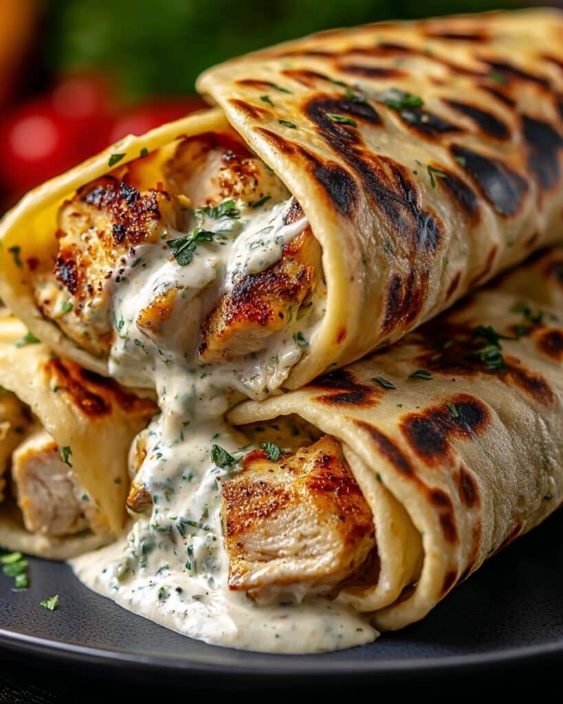 Savory Chicken Wraps with Garlic Cream Sauce Recipe