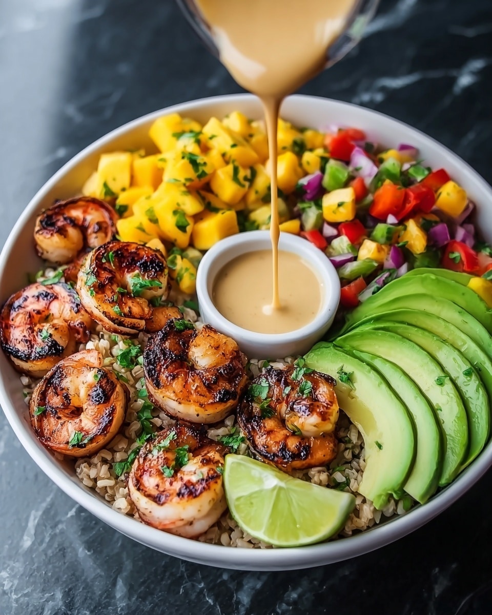 Shrimp and Avocado Bowls with Mango Salsa & Lime-Chili Sauce Recipe - Recipe Image
