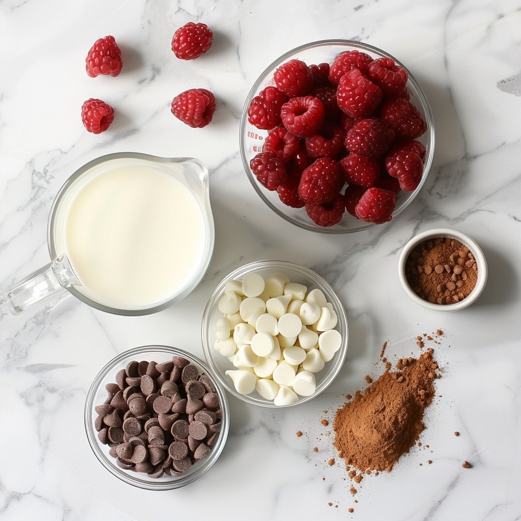 A pink creamy drink fills a fancy pink glass cup with gilded gold handle and rim, sitting on a matching pink saucer with gold trim. The drink has a light foam layer on top and is finished with a tall, thick swirl of white whipped cream sprinkled with chocolate shavings. The cup and saucer rest on a white marbled surface scattered with fresh raspberries and golden spoons. Several similar cups with the same drink and whipped cream appear blurred in the background. photo taken with an iphone --v 7