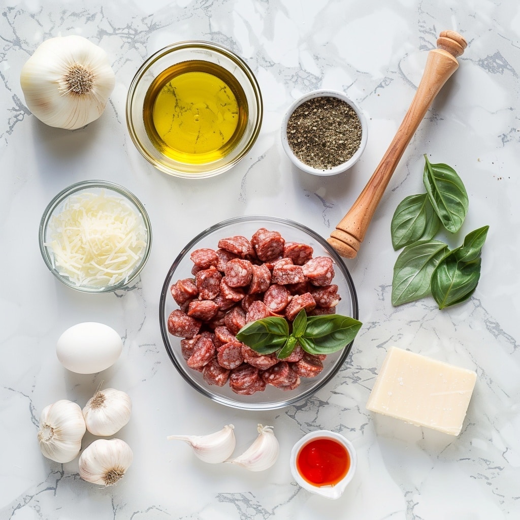 A white bowl filled with a creamy orange sauce gnocchi dish, featuring soft, plump gnocchi coated evenly in the sauce with small bits of herbs and meat mixed throughout. Scattered fresh green basil leaves rest on top for a pop of color. The bowl sits on a cloth with a black and white checkered pattern, alongside a small white bowl filled with bright red grape tomatoes and a few fresh basil sprigs nearby. The background is a white marbled surface. Photo taken with an iphone --v 7