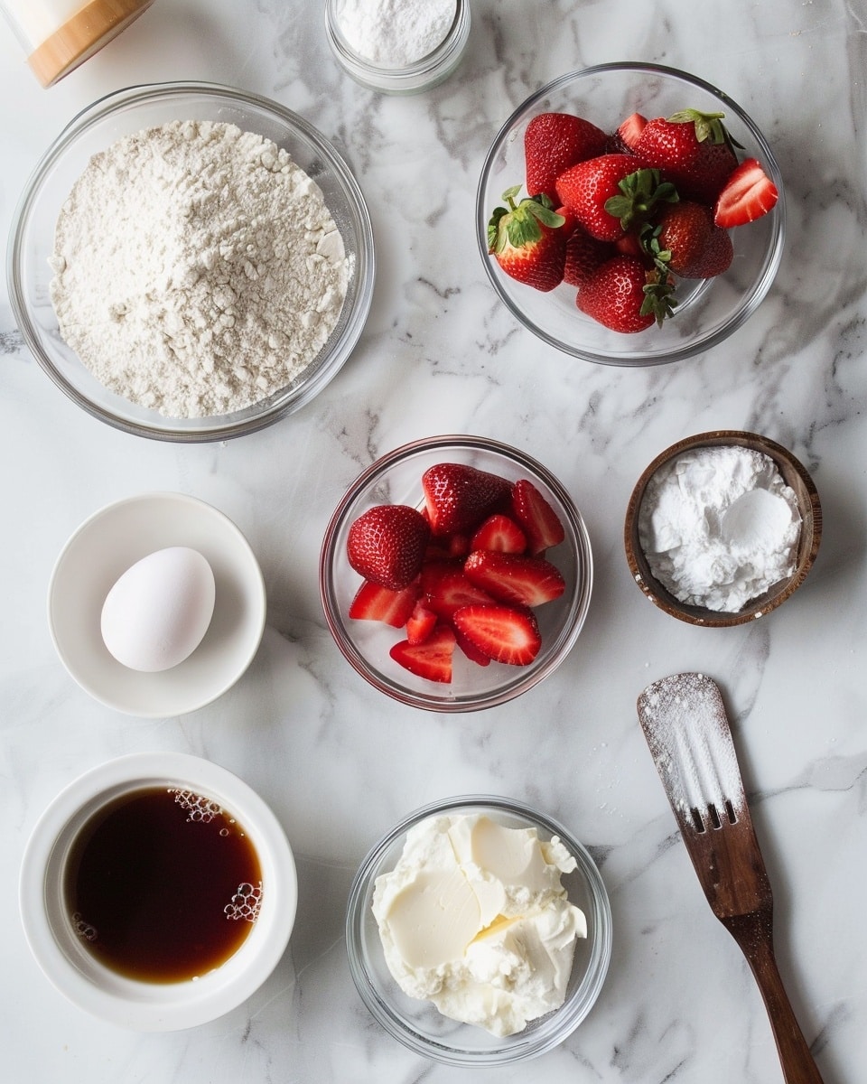 Single white plate showcasing one generous slice of mixed berry crumb cake with visible layers: a moist, dense cake base dotted with fresh strawberries and blueberries, a creamy, smooth cream cheese filling in the center, topped with a golden crumb streusel and drizzled lightly with white icing, close-up angled shot revealing the texture contrasts between crumbly topping and soft cake interior, garnished with a fresh whole strawberry on the side, all placed on a white marble surface with natural lighting, styled like a food blog’s intimate serving photo taken with an iphone --ar 4:5 --v 7