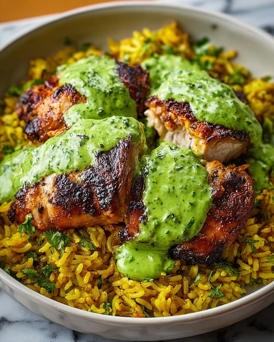 Peruvian Chicken and Cilantro-Lime Rice with Spicy Green Aji Verde Sauce Recipe - Recipe Image