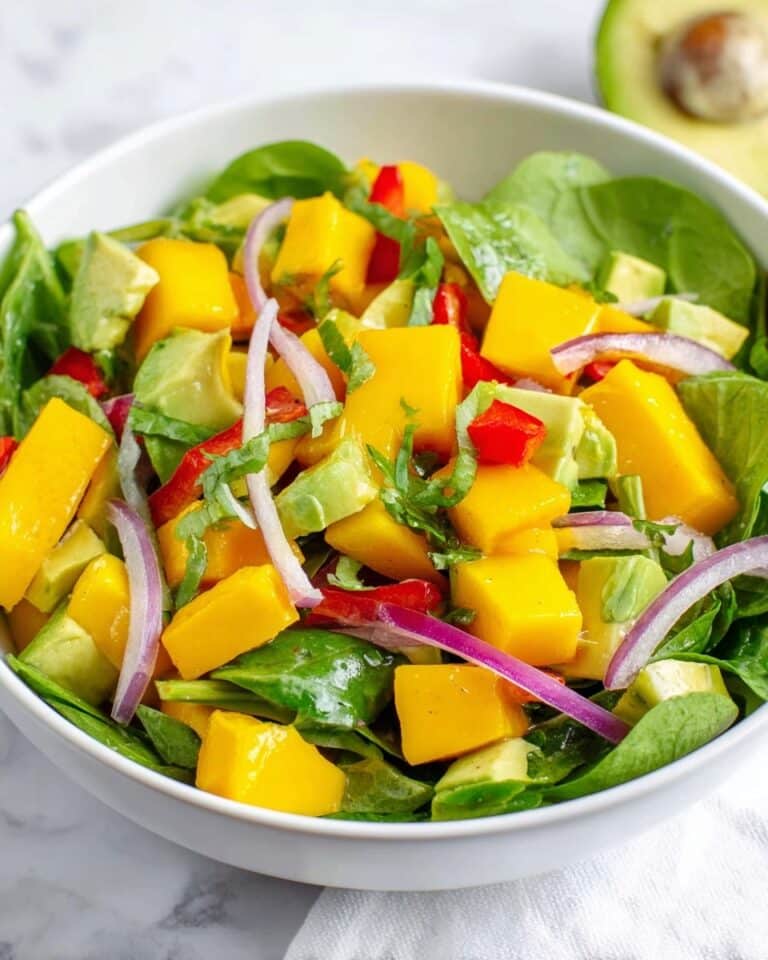 Tropical Mango Salad with Avocado, Red Bell Pepper, and Fresh Mint Recipe