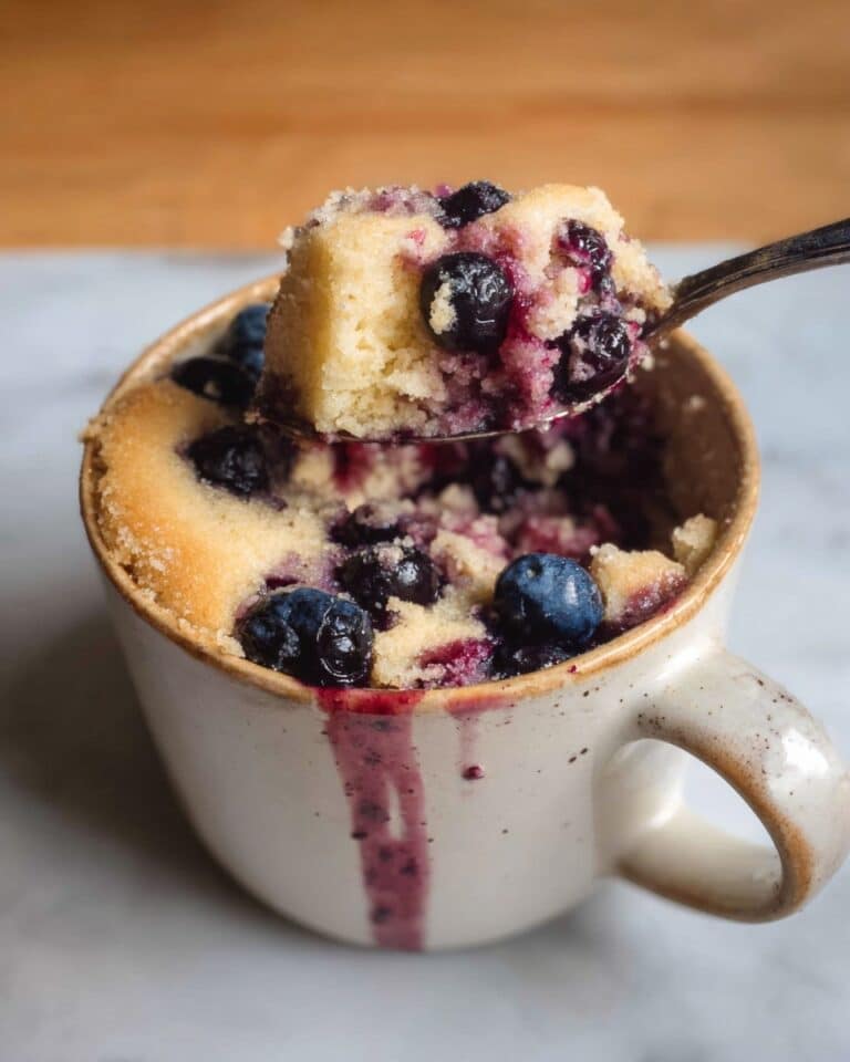 5 Minute Blueberry Cheesecake Mug Cake Recipe
