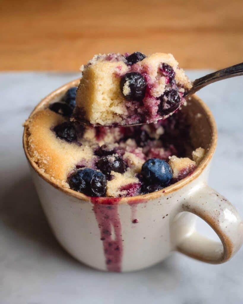 5 Minute Blueberry Cheesecake Mug Cake Recipe