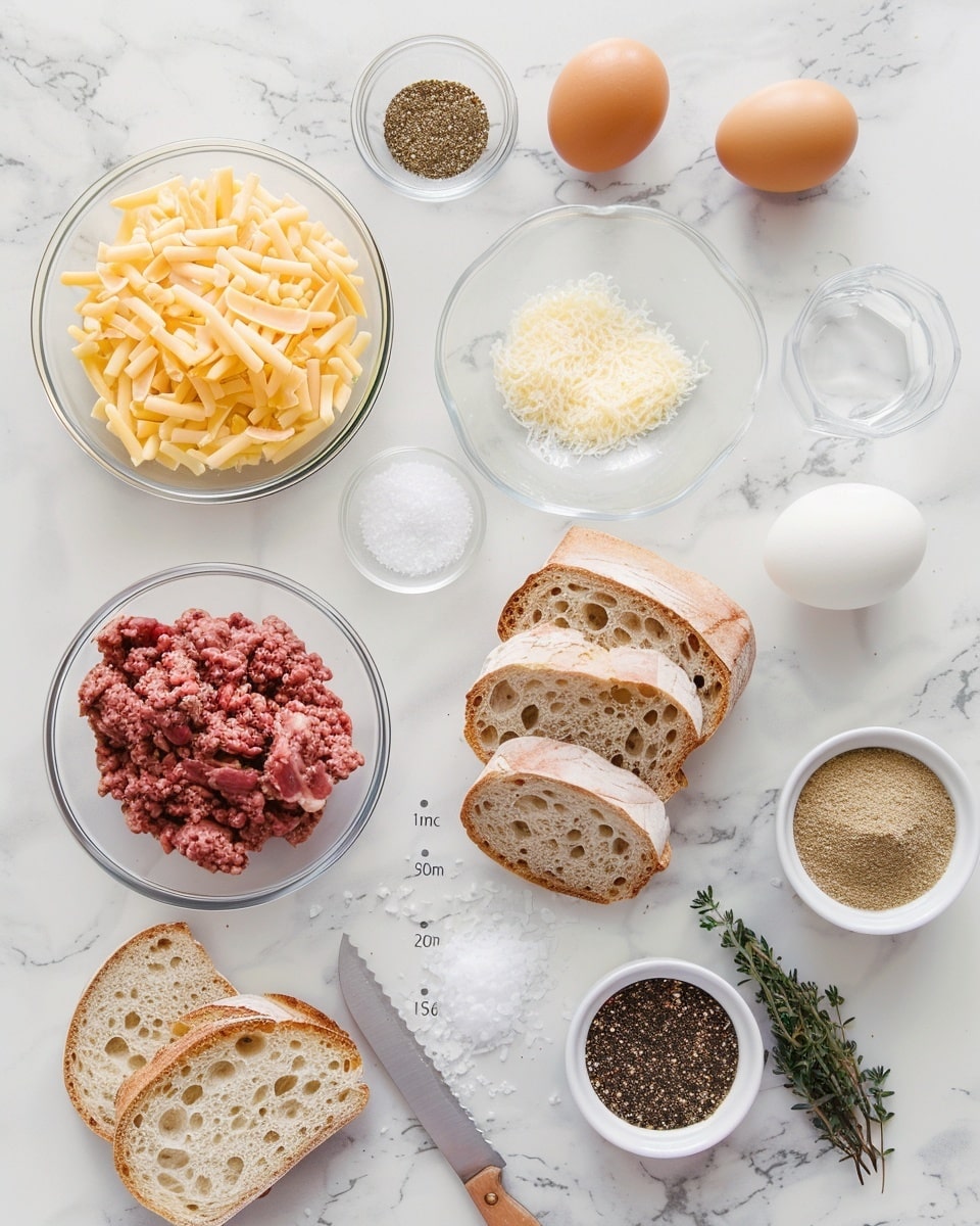 Single white plate featuring one hearty slice of open-faced meat and cheese toast, close-up angled view revealing the coarse ground meat texture mixed with melted cheese topping on rustic toasted bread, crisp and browned edges visible, accompanied by four fresh cucumber rounds arranged neatly beside the toast, all set on a white marble surface with natural lighting, styled as an inviting single plated serving from a food blog, photo taken with an iphone --ar 4:5 --v 7