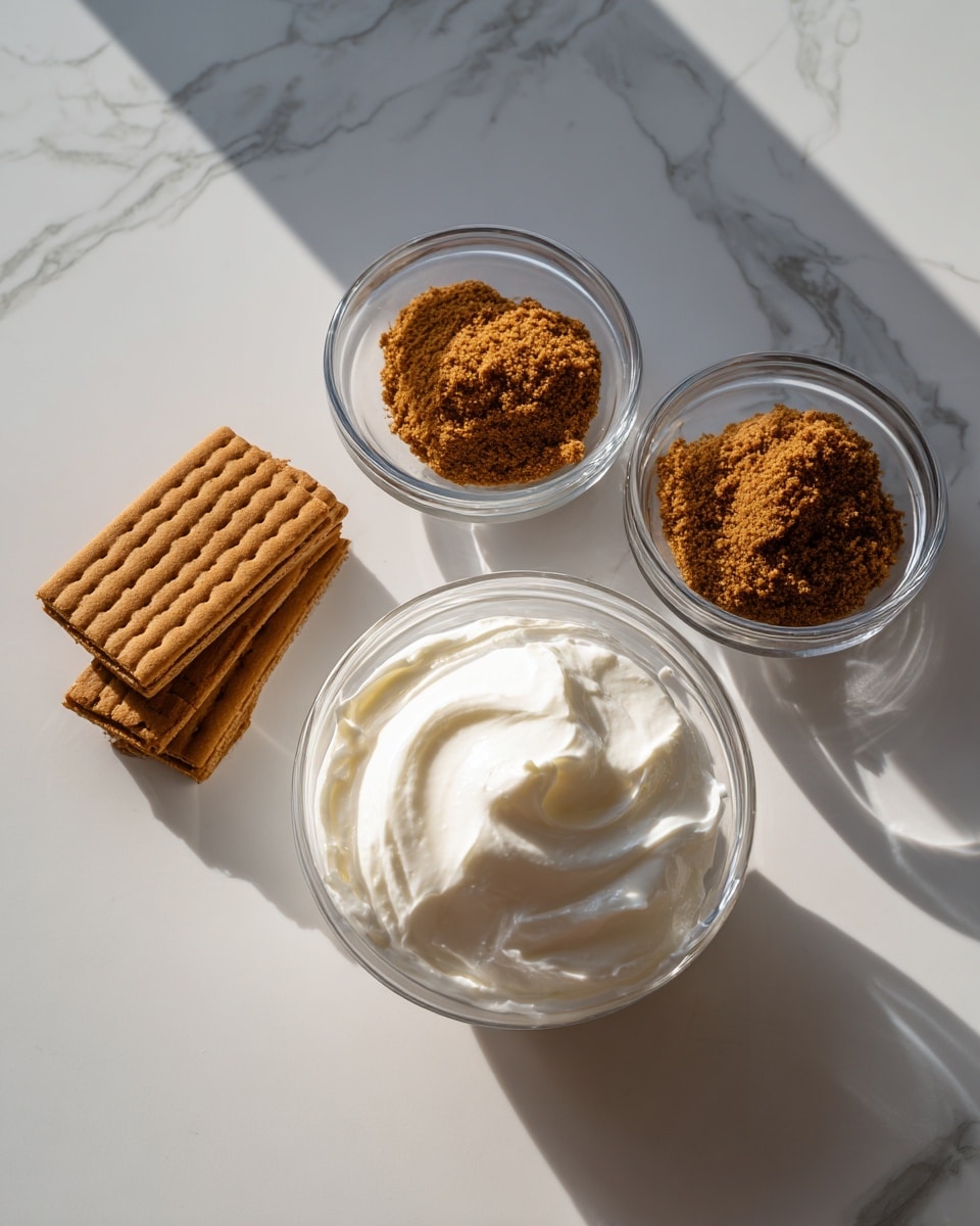 Single white shallow dish with a neatly plated portion of creamy layered dessert featuring smooth whipped cream and spiced cookie layers revealed in cross section, highlighting the soft texture of the cream intermixed with the crumbly, flavorful cookie strips, visible subtle swirls where the layers meet, garnished with cookie accents on the side, placed on a white marble surface with natural light softly illuminating the intimate close-up angled shot, styled like a food blog serving, photo taken with an iphone --ar 4:5 --v 7