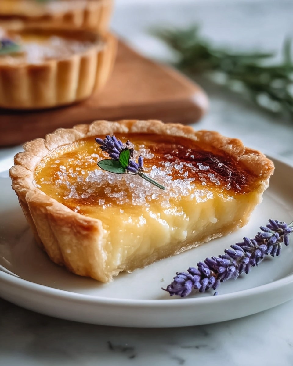 A white serving platter filled with multiple lemon tarts arranged neatly, each tart featuring a golden, flaky crust with a smooth lemon filling, dusted with powdered sugar and garnished with delicate sprigs of lavender on top, capturing the full batch of elegant tarts, photographed from a 3/4 angle on a white marble countertop with natural lighting, professional food styling photo taken with an iphone --ar 4:5 --v 7