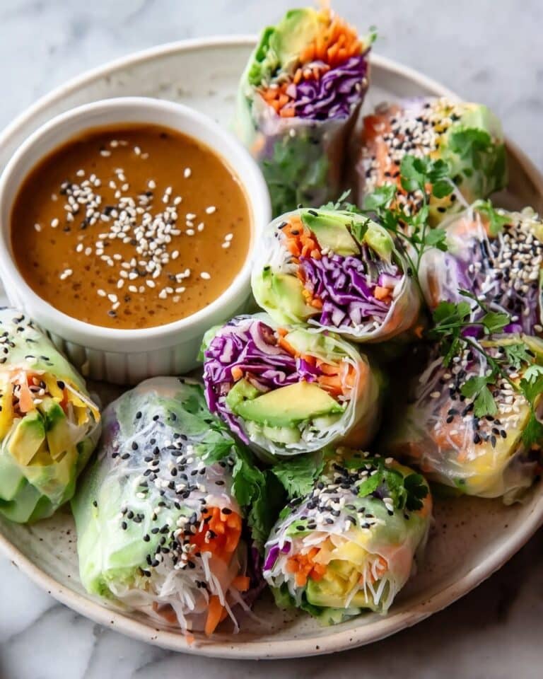Vegan Rice Paper Rolls with Spicy Peanut Sauce Recipe