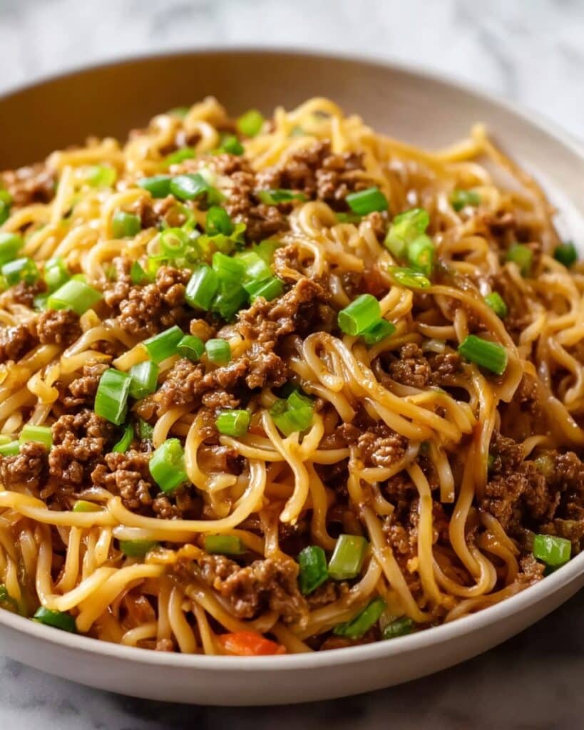Mongolian Ground Beef Noodles Recipe
