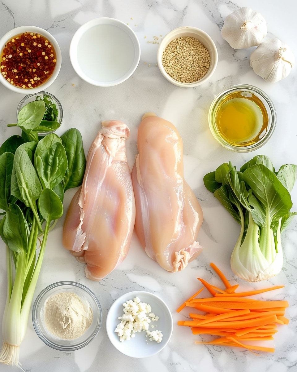 Single white bowl filled with a close-up serving of creamy miso ramen broth with tender slices of grilled chicken arranged neatly on one side, half of a soft-boiled egg with a glossy yolk visible, a generous mound of spring onions and chili flakes adding vibrant color on top, and wavy yellow ramen noodles being lifted by chopsticks revealing their texture, all placed on a white marble surface under natural lighting, styled as a warm and inviting intimate serving photo taken with an iphone --ar 4:5 --v 7