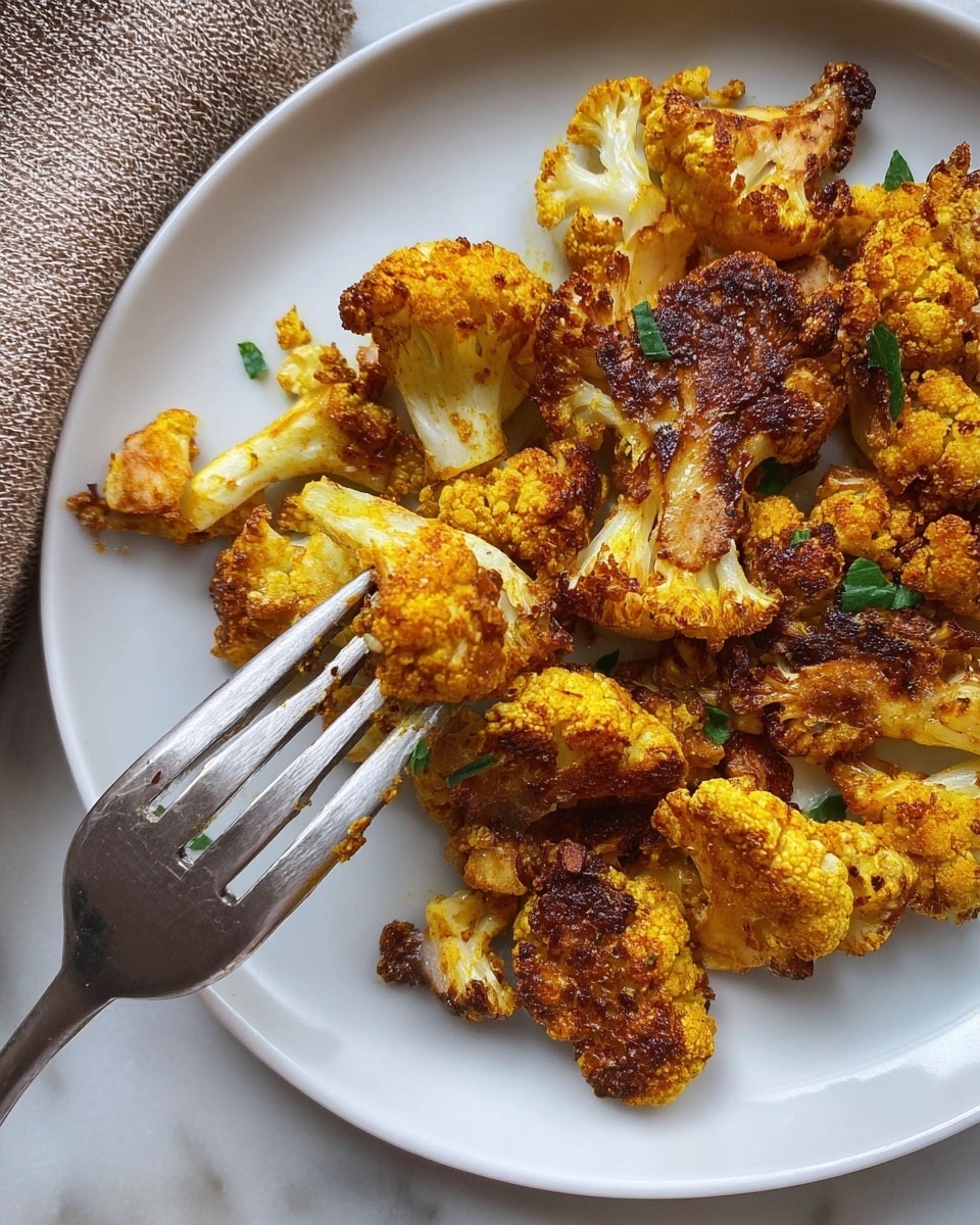 Large white baking dish filled with a full batch of roasted cauliflower florets, each piece generously coated in a rich blend of vibrant spices, perfectly caramelized and golden-brown on the edges, showcasing a textured, crisp exterior. The whole dish is photographed from a 3/4 angle on a white marble countertop with natural lighting, styled as a hero shot from a food magazine, capturing the rustic and appetizing appearance of the complete roasted cauliflower dish. Photo taken with an iphone --ar 4:5 --v 7