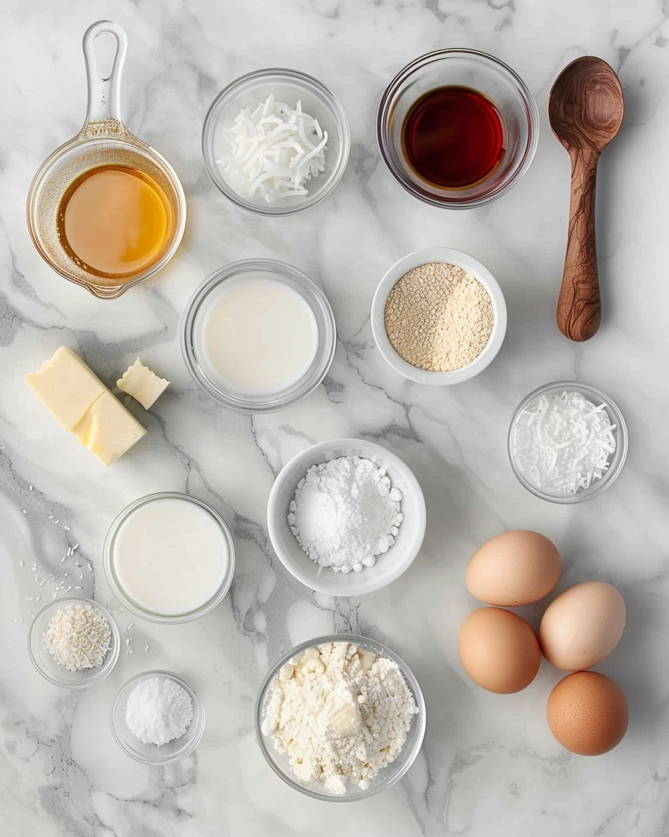 Single white plate with a single slice of moist layered vanilla cake covered in fluffy white frosting and sprinkled with shredded coconut, showing the detailed texture of the cake layers and creamy filling between them, garnished with fresh halved strawberries on the side, angled close-up shot emphasizing the interior crumb, surrounded by scattered coconut flakes on a white marble surface, natural lighting, styled like a food blog dessert presentation, photo taken with an iphone --ar 4:5 --v 7