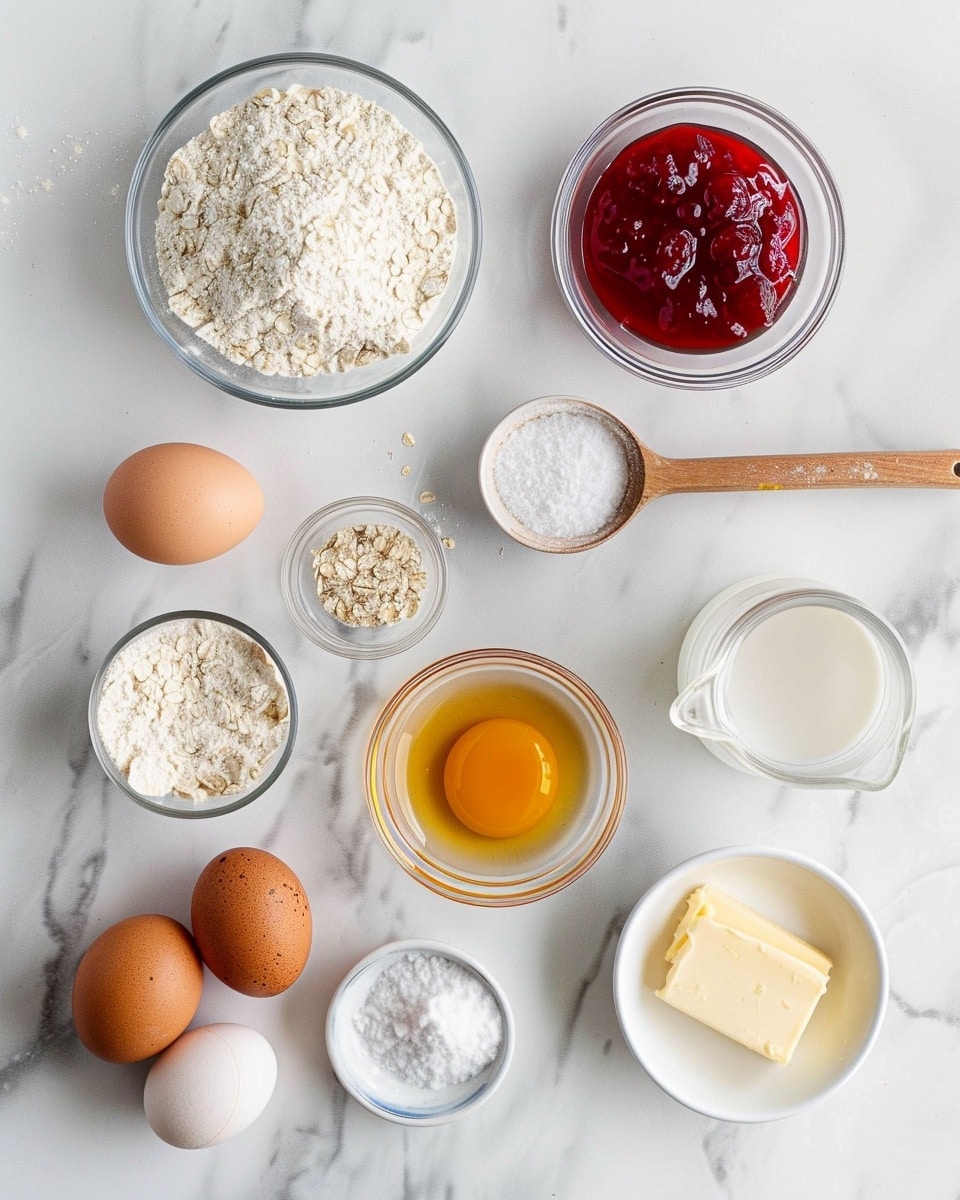 Single white plate presenting one square oat and berry crumble bar, angled close-up showing the textured oat crumb top, vibrant red berry filling layer, and dense oat base, crumbs scattered delicately around the plate, natural light enhancing the golden brown crust and glossy jam, set on white marble background, styled dessert portion photo taken with an iphone --ar 4:5 --v 7