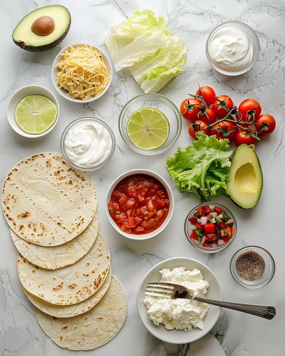Single white plate with one tostada featuring a crisp golden tortilla base layered with creamy guacamole and refried beans, topped with shredded lettuce, juicy diced tomatoes, onions, fresh cilantro, tender shredded chicken, and a sprinkle of shredded cheddar cheese, vibrant lime wedge on the side, close-up angled shot highlighting the fresh textures and colorful layers, natural lighting on white marble background, styled for a food blog serving, photo taken with an iphone --ar 4:5 --v 7