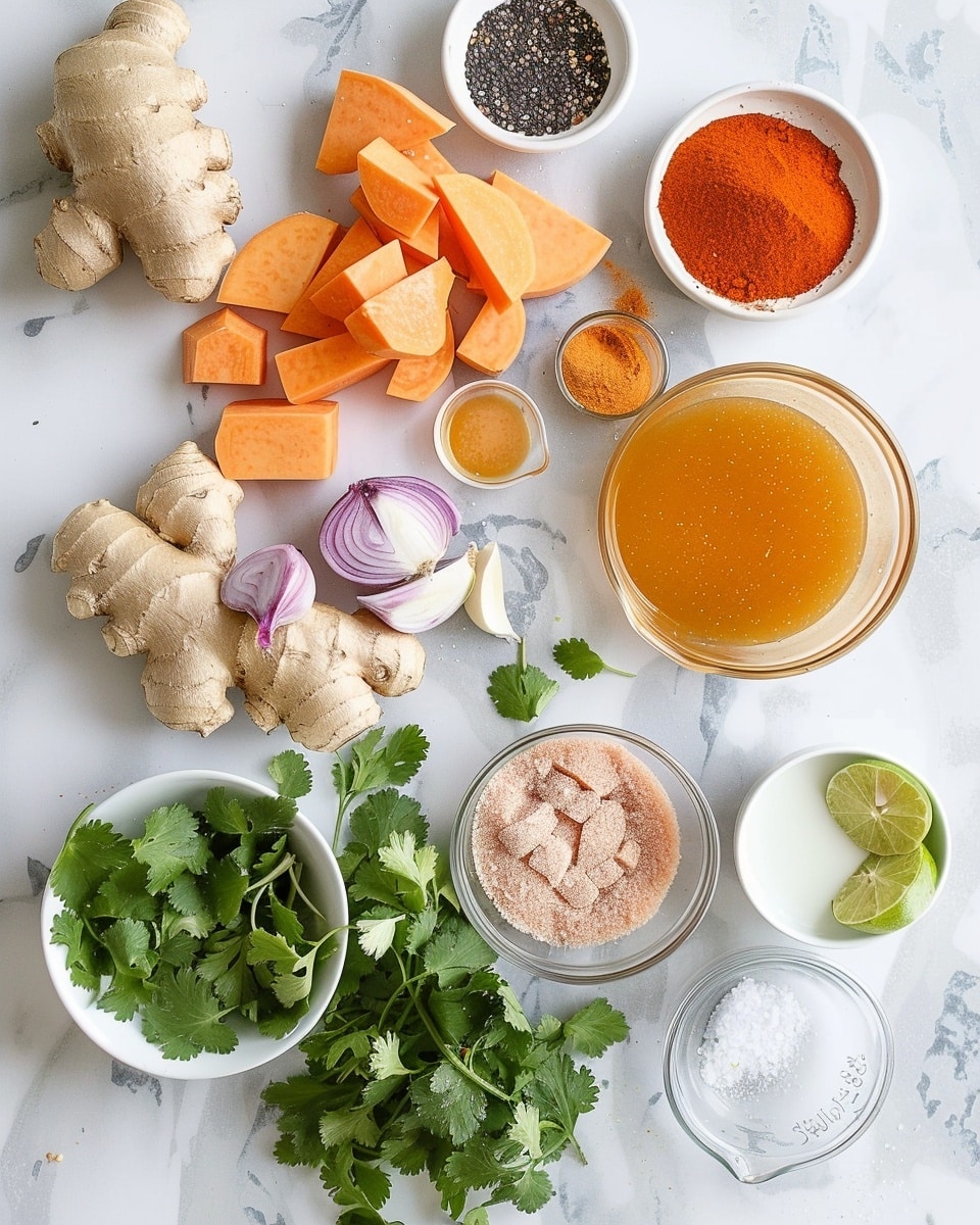 Single white bowl containing a richly textured serving of creamy pumpkin soup with visible roasted pumpkin cubes and caramelized shallots on top, drizzled with a swirl of cream and garnished with fresh dill sprigs and crushed nuts, close-up angled shot capturing the vibrant orange hue and delicate herbal accents, plated on a white marble surface under natural lighting, styled like a cozy food blog presentation, photo taken with an iphone --ar 4:5 --v 7