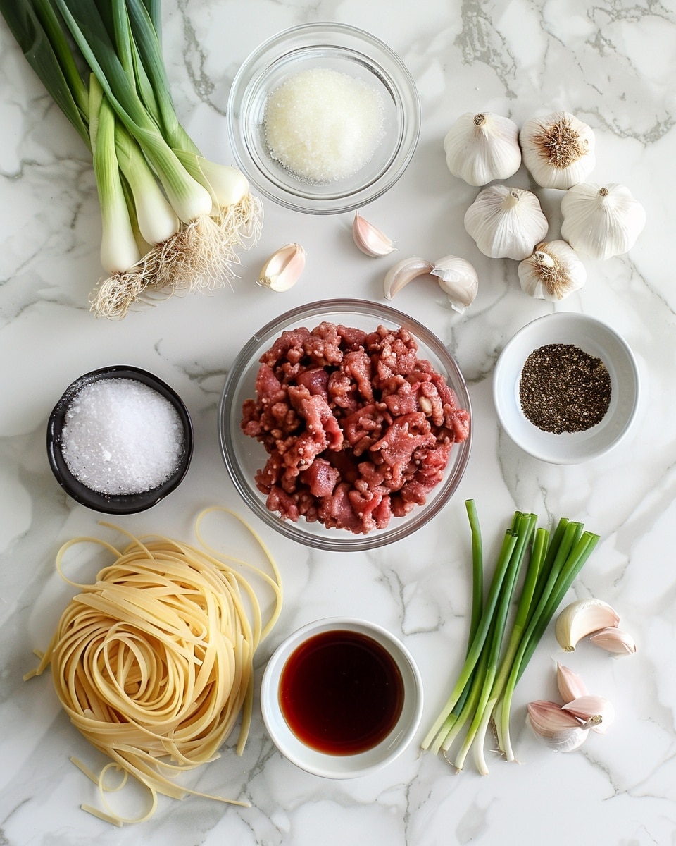 Single white bowl featuring a close-up of a rich serving of thick noodles tossed with savory minced meat and vibrant chopped green onions, the glossy sauce coating every strand, highlighting the tender texture of the meat and noodles, steam gently rising, beautifully plated on a white marble surface, styled as an intimate, ready-to-eat portion photo taken with an iphone --ar 4:5 --v 7