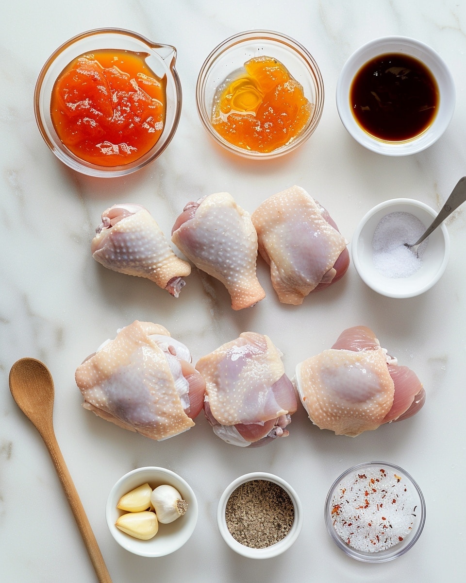 Single white plate with one glazed chicken thigh served in a shallow pool of glossy, thick bourbon barbecue sauce, close-up angle highlighting the perfectly caramelized, slightly charred skin and tender, juicy interior peeking from the edges, natural lighting emphasizing the rich red-brown hues and sticky texture, placed on a white marble surface, intimate plated serving photo taken with an iphone --ar 4:5 --v 7