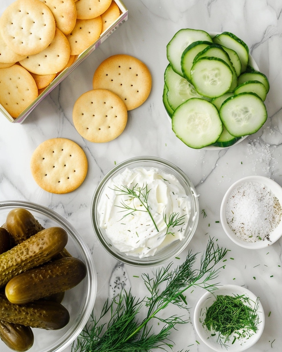 Single white plate showcasing one plated portion of crispy golden potato latke sandwich with thick sliced dill pickle and a visible layer of creamy white cheese spread, close-up angle emphasizing the crunchy texture of the latke edges and the fresh green dill garnish on top, revealed interior layers showing the contrast between the crispy exterior and soft filling, natural lighting highlights the rich colors on a white marble surface, intimate styled food blog serving photo taken with an iphone --ar 4:5 --v 7