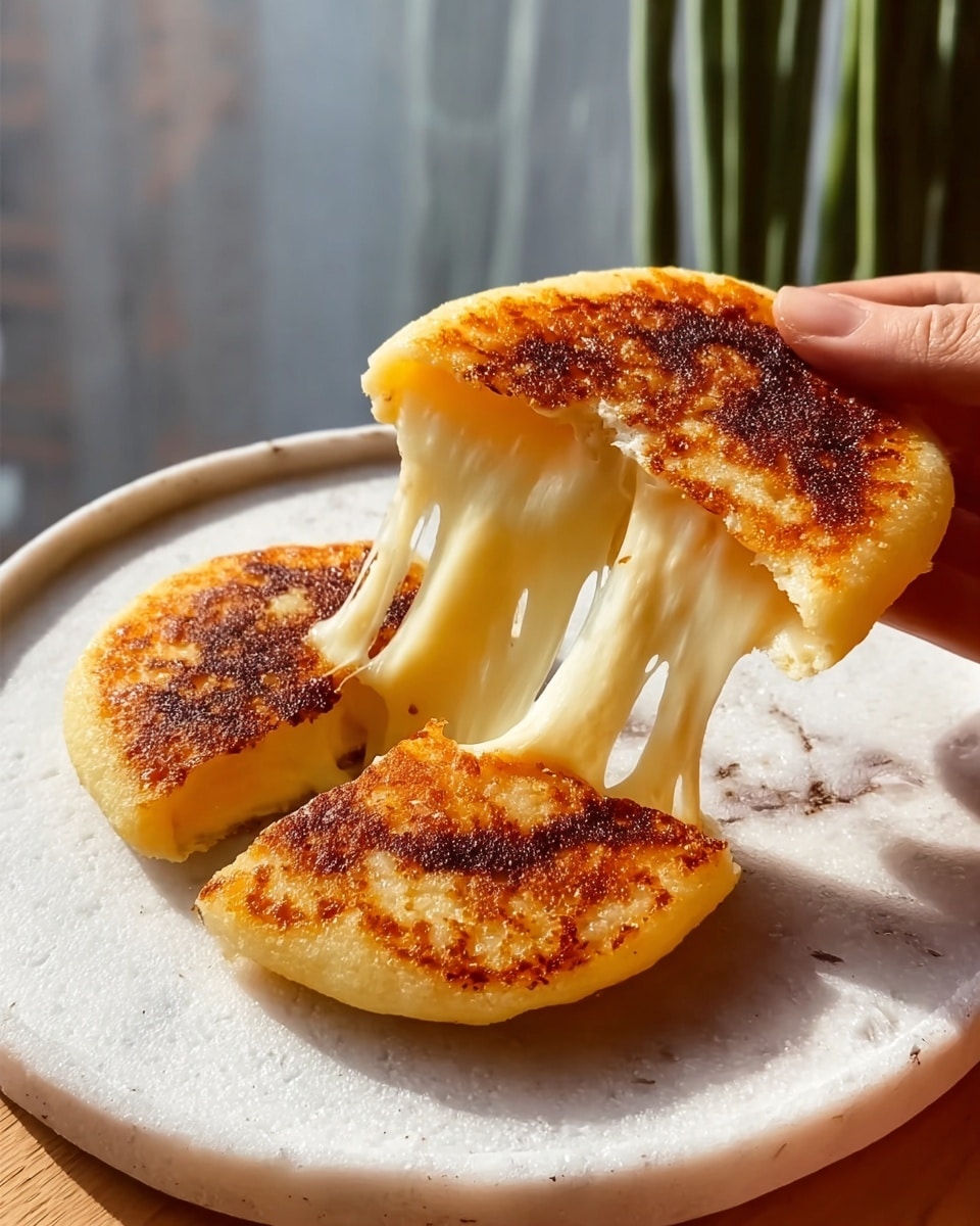 A white rectangular platter showcasing a complete row of golden-brown, pan-fried stuffed flatbreads, each perfectly round with a crispy exterior and oozing with melted cheese and tender shredded filling inside; the entire dish is arranged neatly to highlight the appealing textures and inviting cheese pull, set on a white marble surface with natural lighting emphasizing the warm tones and appetizing details, professional food styling photo taken with an iphone --ar 4:5 --v 7
