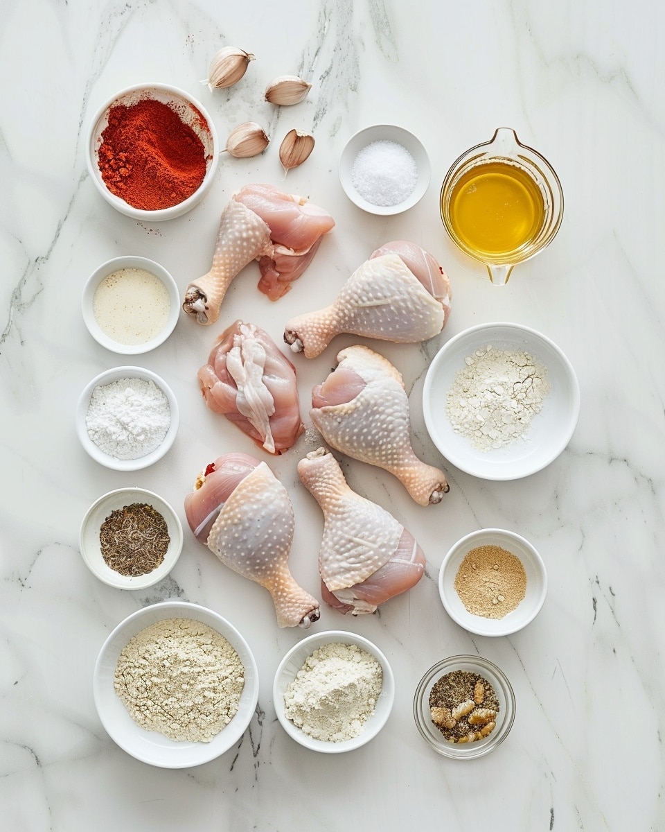 A single piece of golden, crispy fried chicken thigh neatly placed on a white plate, showing its crunchy, textured coating with hints of seasoning and a light sprinkle of chopped fresh parsley for garnish. The close-up angle reveals the crispy exterior, with steam subtly rising to suggest warmth, resting on a white marble surface with natural lighting that highlights the detail and color contrast of the breading. The presentation is intimate and styled like a food blog serving, ready to be enjoyed. photo taken with an iphone --ar 4:5 --v 7